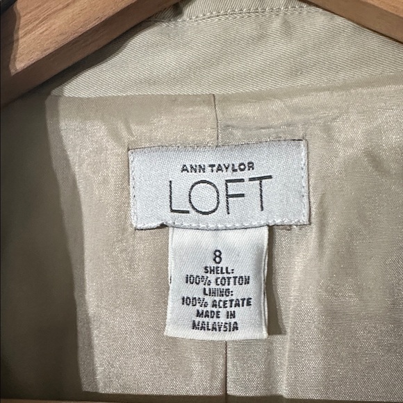 LOFT Women Beige Blazer Cotton Size 8 - Picture 2 of 6